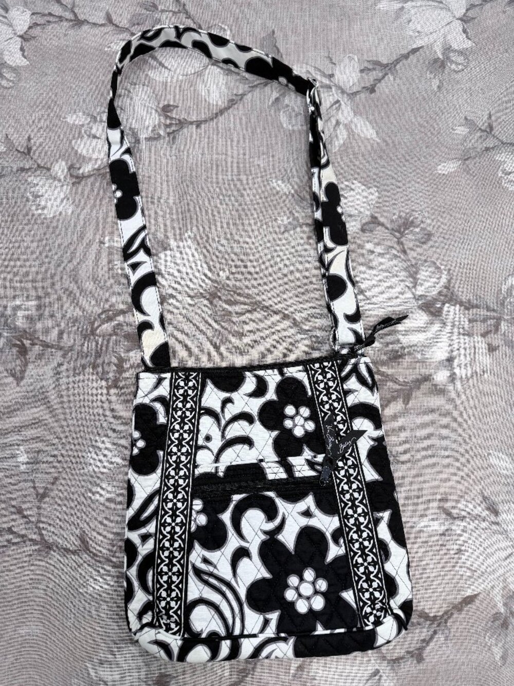 Vera Bradley Hipster Crossbody Night & Day Black White Retired Pattern Y2K